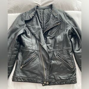 Genuine leather motorcycle jacket